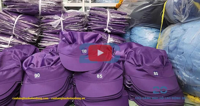 Nón Vải Công Nhân Nữ – Nón Lưới Trùm Tóc Xếp Ly Màu Tím Đánh Số Thứ Tự #2408