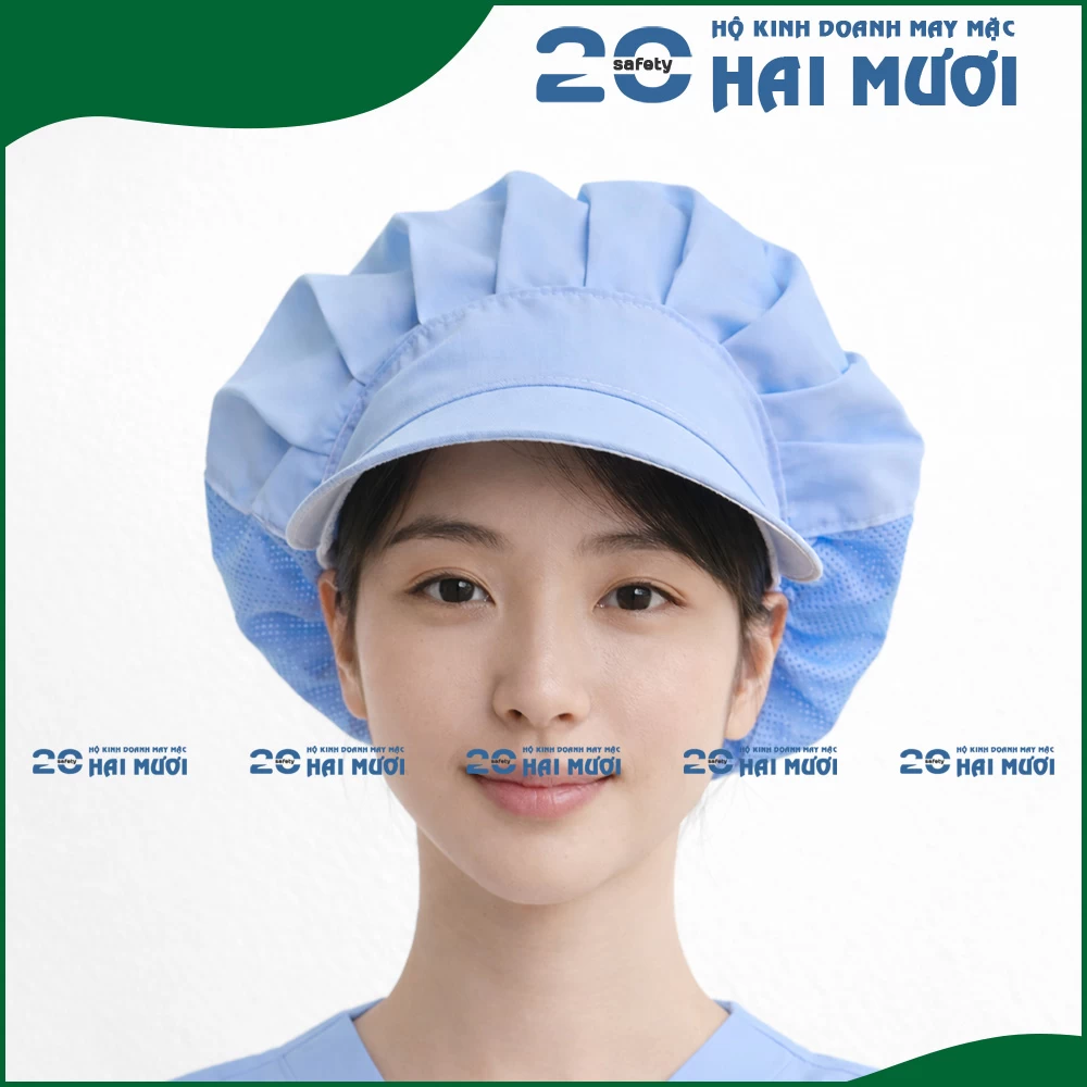 Nón Vải Trùm Tóc [Vải Xếp Ly - Freesize] - Thích Hợp cho Ngành Thực Phẩm, Bao Bì, Giày Da & Dệt May NV017