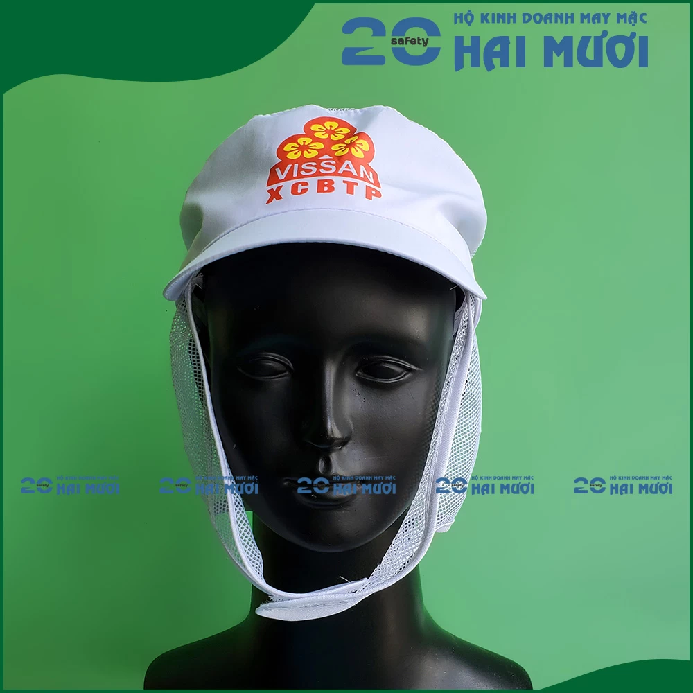 Nón Vải Trùm Đầu [ Mẫu Vissan - In Logo Theo Yêu Cầu] - Thích Hợp cho Ngành Thực Phẩm NV022