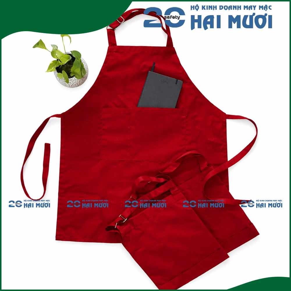 Tạp Dề Dài [Kaki - 72x68cm - In Logo Theo Yêu Cầu] Thích Hợp Dành Cho Ngành Thực Phẩm TD002