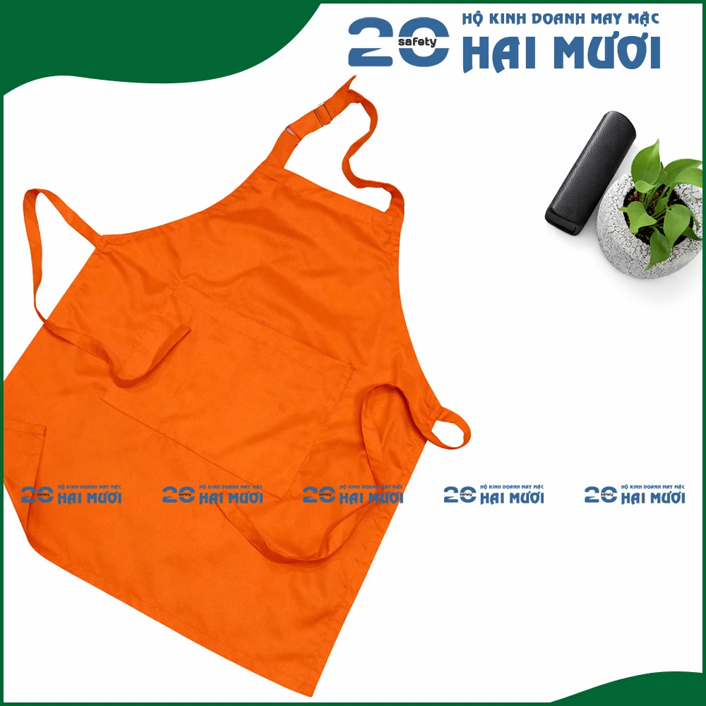 Tạp Dề Dài [Kaki - 72x68cm - In Logo Theo Yêu Cầu] Thích Hợp Dành Cho Ngành Thực Phẩm TD002