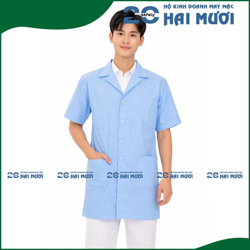 Áo Blouse Dài [Kate Silk - 2 Túi - In Logo Theo Yêu Cầu] Thích Hợp Ngành Thực Phẩm SX003
