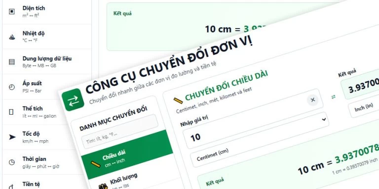 Công Cụ Chuyển Đổi Đơn Vị Online Miễn Phí – Nhanh & Chính Xác