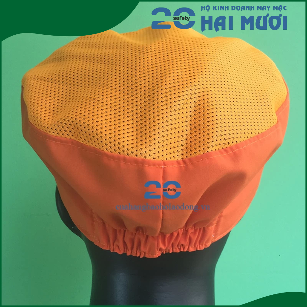 Nón Vải Trùm Tóc [Tròn - Màu Cam - In Logo Theo Yêu Cầu - Nam] - Thích Hợp cho Ngành Thực Phẩm, Bao Bì, Giày Da & Dệt May NV077